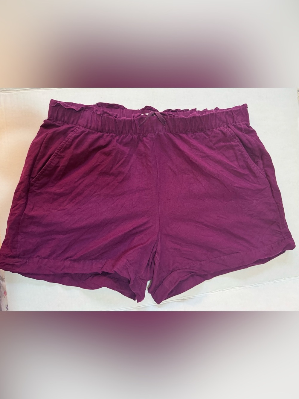 LOFT Plum Purple Linen Blend Pull-On Shorts | Size L